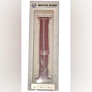 NIB,FSU Seminoles, Garnet, Logo, Mesh Woven Apple Watch Band - 38 Mm To 41 Mm